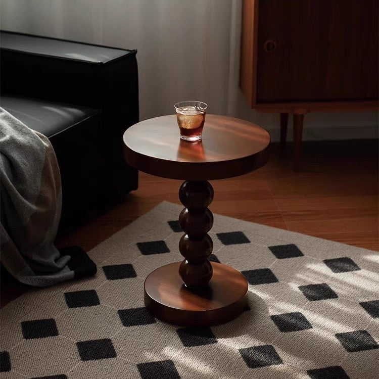 Dluxe Ave. Solid Wood Round Side Table for Sofa, Bedroom, Balcony