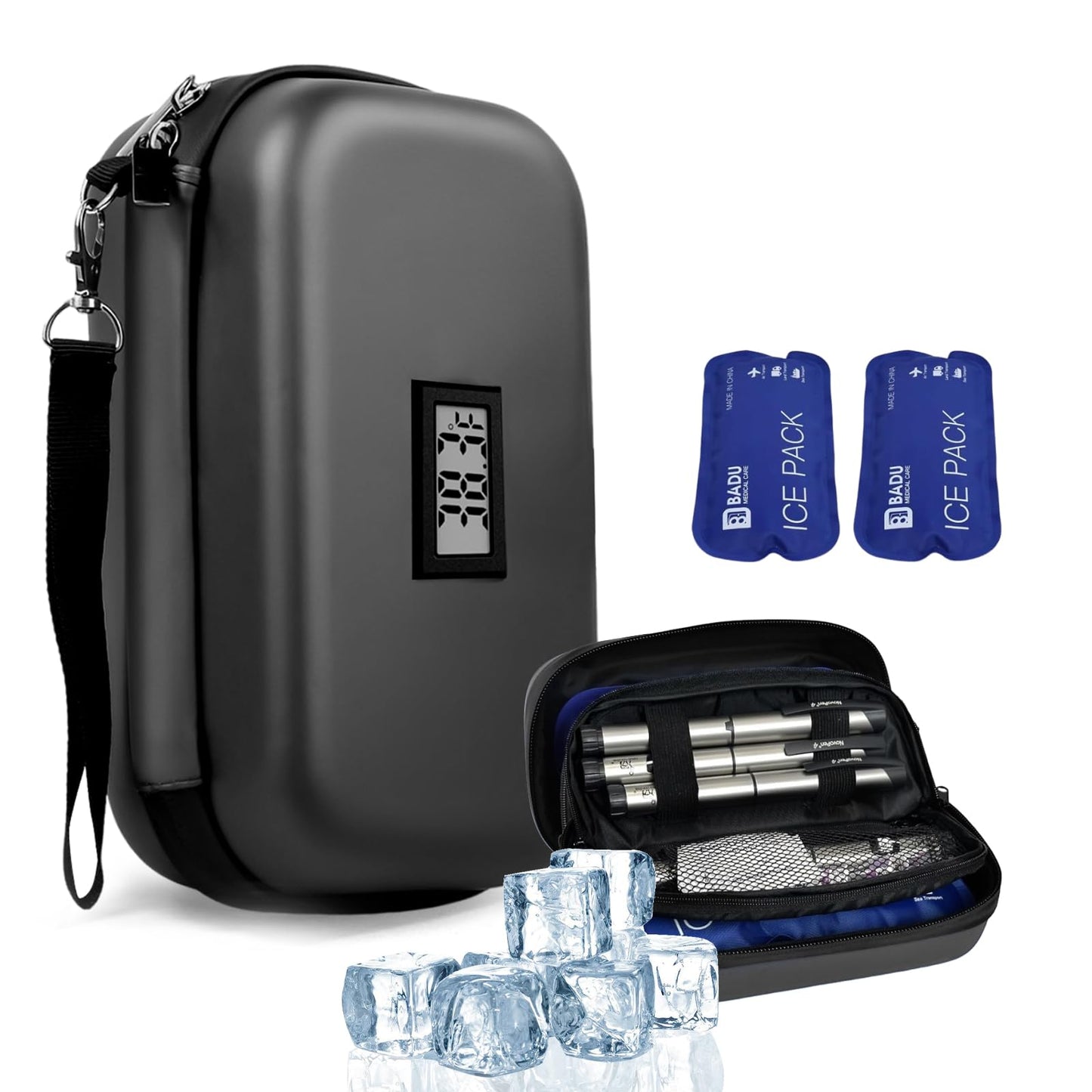Dluxe Ave. Insulin Cooler Travel Case / Real-time Temperature Display All-Day/ TSA Approved