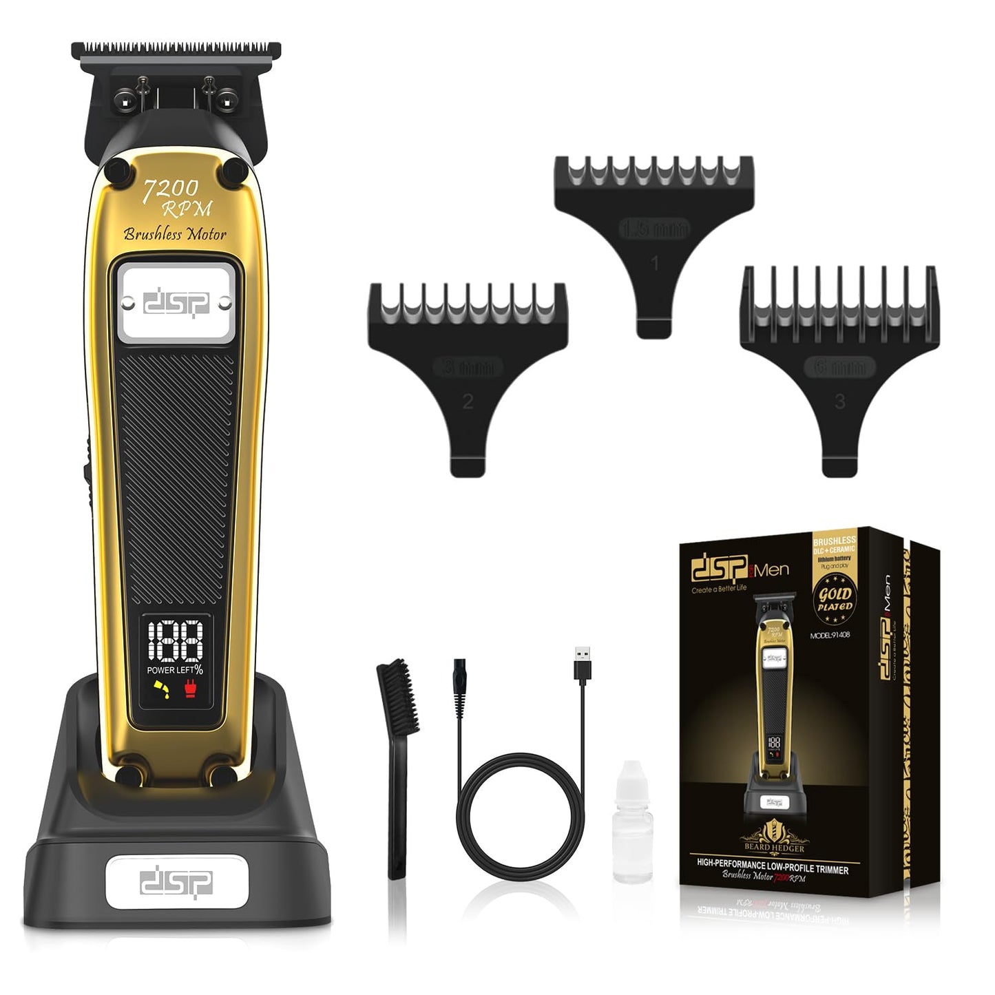 Dluxe Ave. Professional Beard Trimmer/ Cordless/ Gold