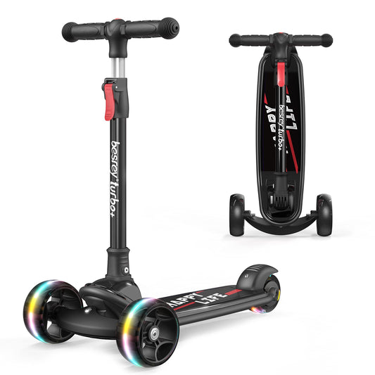 Dluxe Ave. Kids Scooter Kick Scooters for Kids Age 3-8 3 Wheel Scooter for Kids with LED Light Wheels for Boys/Girls (Black)