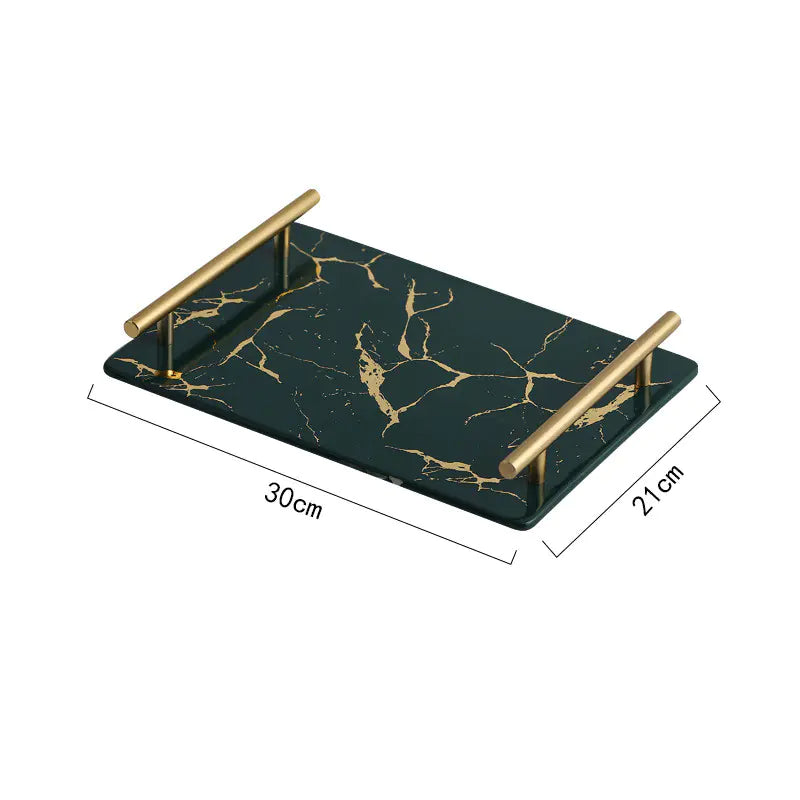 Dluxe Ave. Nordic Marble Pattern Ceramic Rectangular Tray