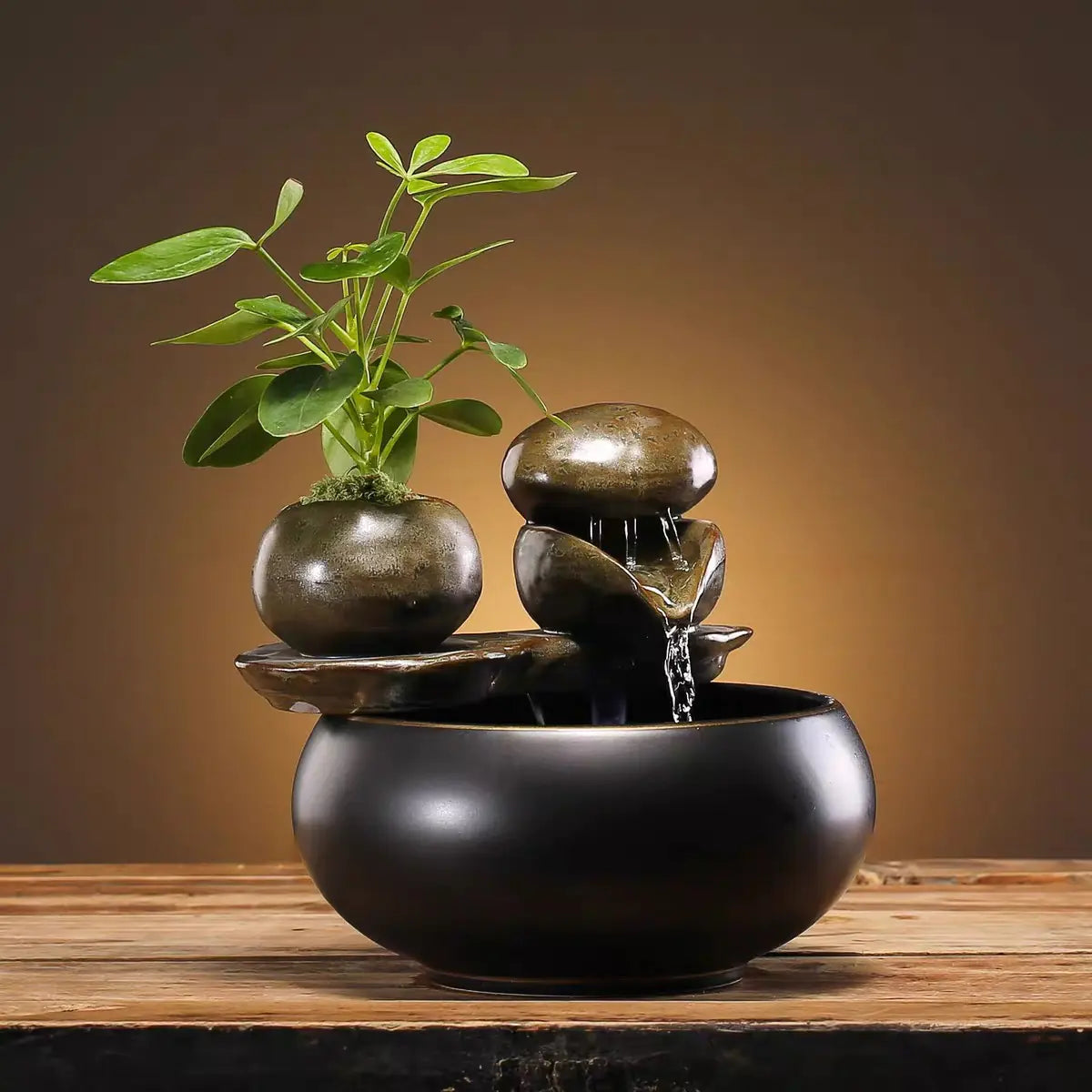 Dluxe Ave. Minimalist Small Ceramic Water Feature for Zen Decor