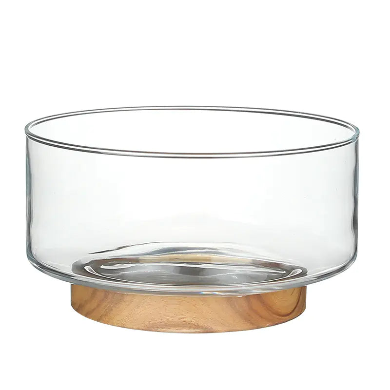 Dluxe Ave. Glass Fruit Bowl with Wooden Base