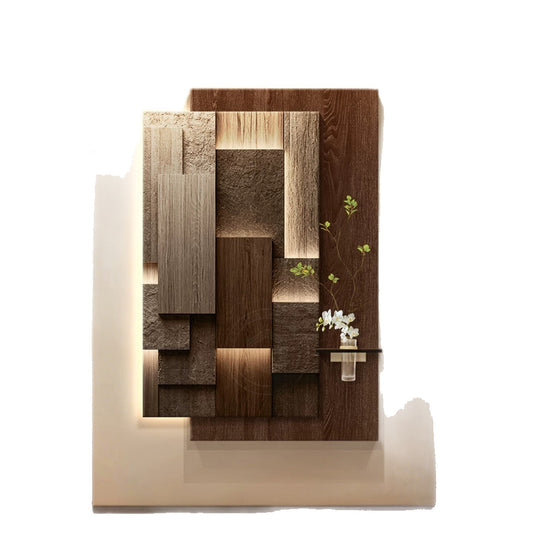 Abstract 3D Wall Art with Hydroponic Plants