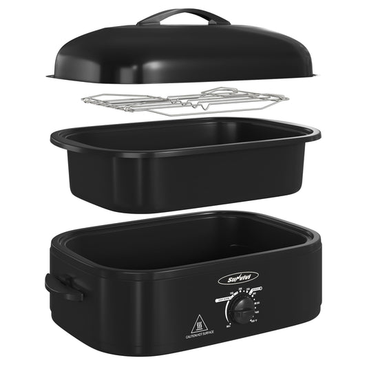 Dluxe Ave. 14-Quart Roaster Oven with Self-Basting Lid / Black