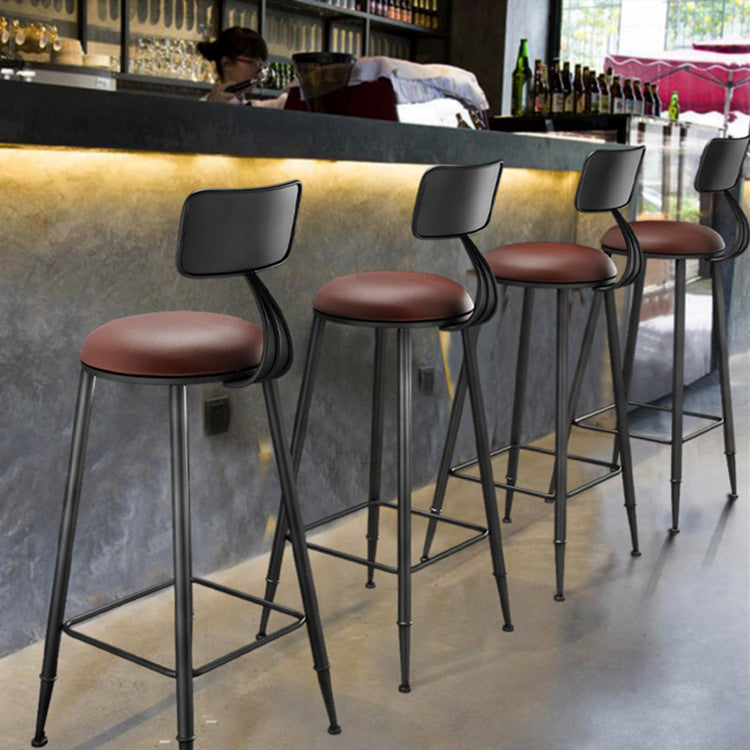 Vintage Iron Bar Chair with Solid Wood Seat