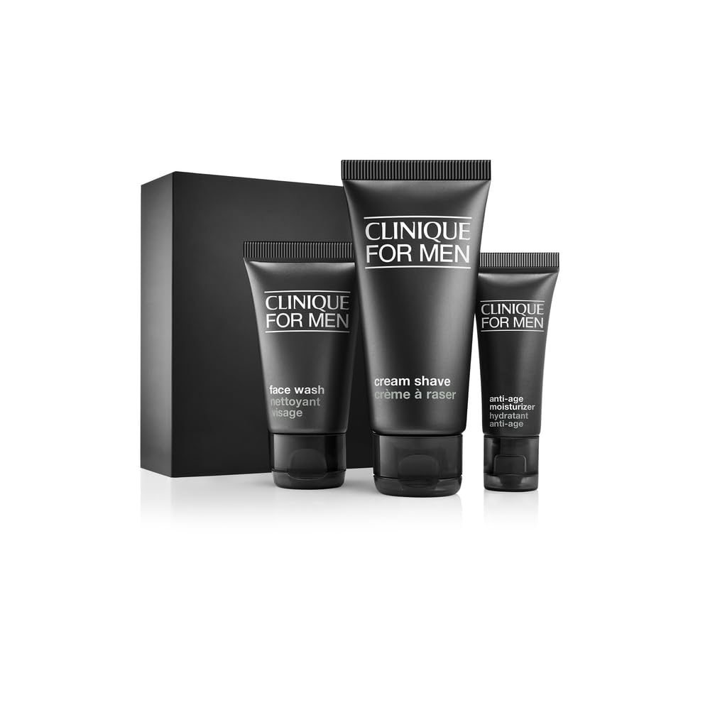 Dluxe Ave. Clinique For Men Starter Kit Set For Daily Age Repair | Face Wash Cream Shave + Anti-Age Moisturizer