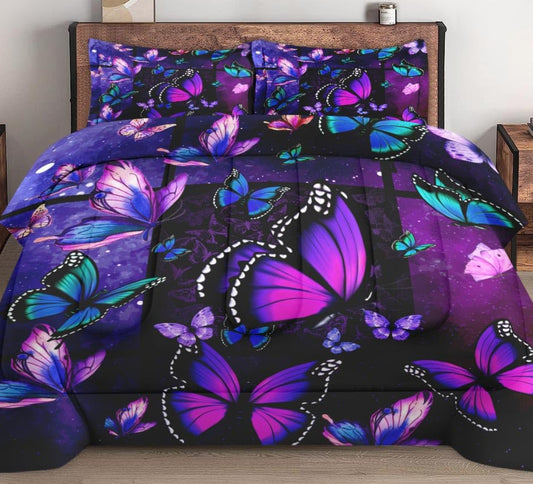 Dluxe Ave. ( QUEEN ) 3 Pcs Comforter and Bedding Set/ Purple & Black