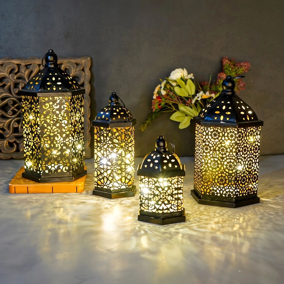 Retro Moroccan LED Lantern for Home Decor