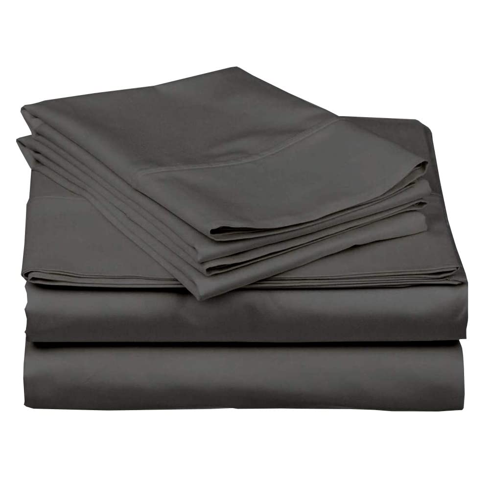 Dluxe Ave. ( CALI./ KING )  Waterbed Sheets - 1800 Series 4 Piece Bed Set Set, Hotel Luxury - 100% Microfiber - 12 Inch Deep Pocket,  (Dark Grey)