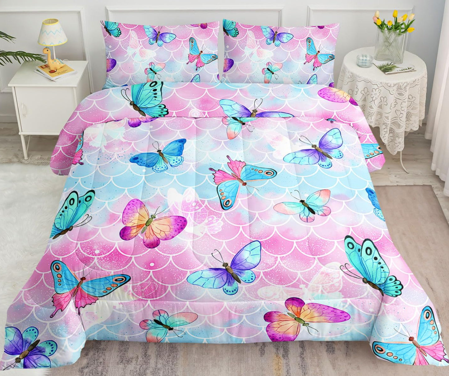 Dluxe Ave. ( FULL ) 3 Pcs Comforter and Bedding Set/  Pink