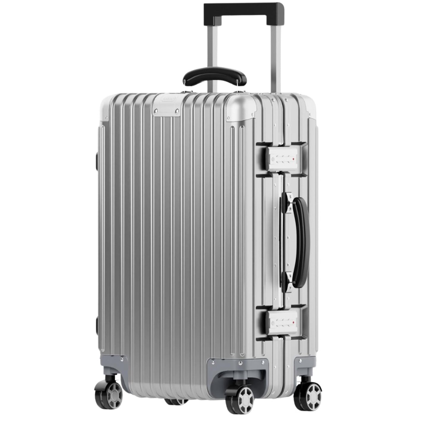 Dluxe Ave. Polycarbonate Hard Shell Suitcase with Aluminum/ Smooth Corners /Rolling Wheels/ Leather Handle/ Aluminum Frame/ No Zipper/ TSA Lock (24 Inch)