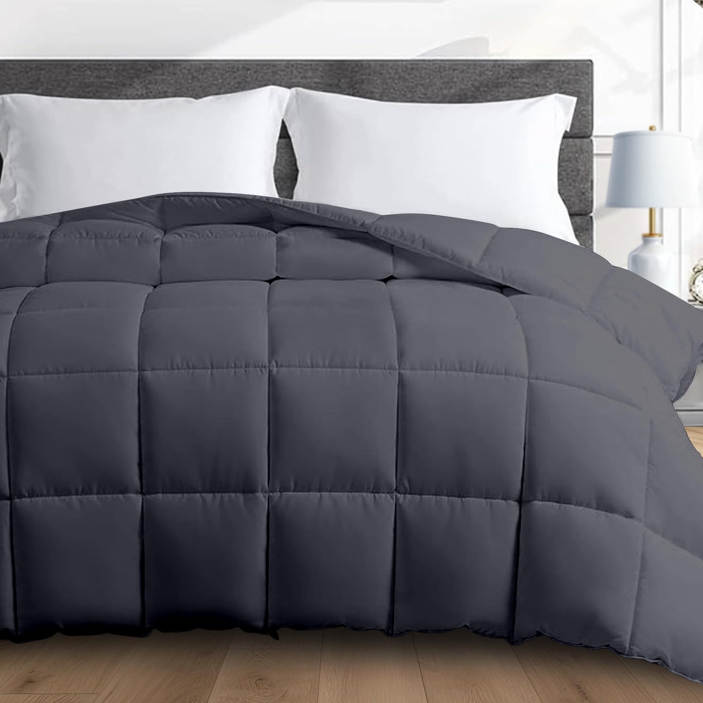 Dluxe Ave. ( KING ) Weighted Oversize Comforter Bedding,(20lbs - 92"x104") 5X More Fluffy, Fits California King Beds, Dark Grey