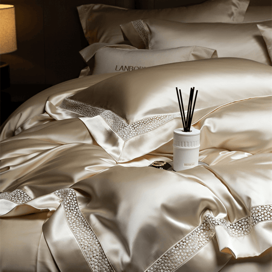 Dluxe Ave. Luxury Silk Tencel Bedding Set/ Flat Sheet Two Pillowcases {One Duvet Cover}