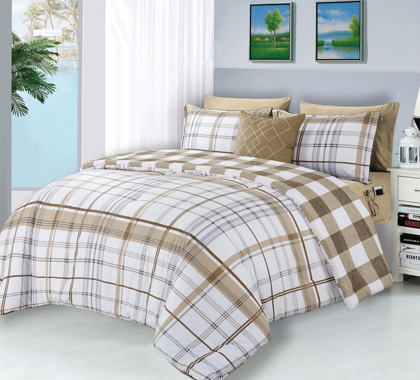 Dluxe Ave. (FULL/QUEEN) 8-Piece Comforter Set, Taupe