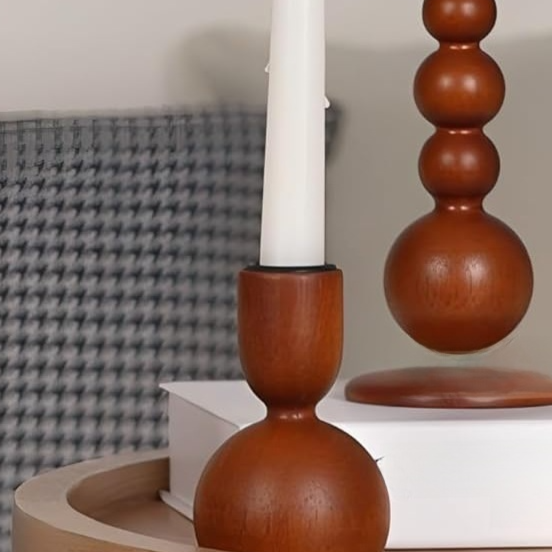 American-style wooden candle holder