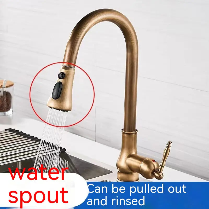 Dluxe Ave. Copper Pull-Down Antique Kitchen Sink Faucet