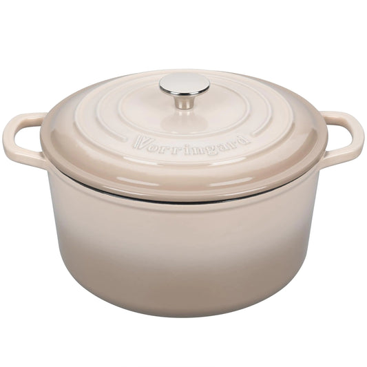 Dluxe Ave. Enameled Cast Iron Dutch Oven Pot with Lid for Sourdough Bread, Baking Round Dutch Ovens 6 Quart Latte