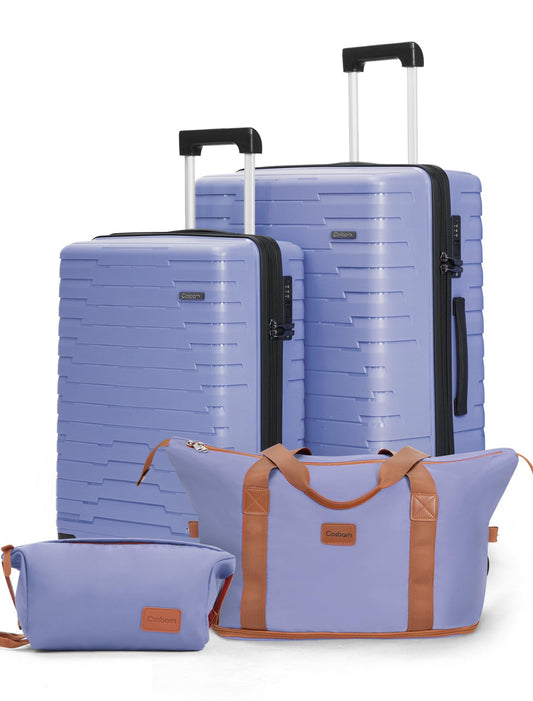 Dluxe Ave. Luggage Sets 4 Pcs/ Spinning Wheels/ PP Hard Case/ TSA Lock/ SlateBlue