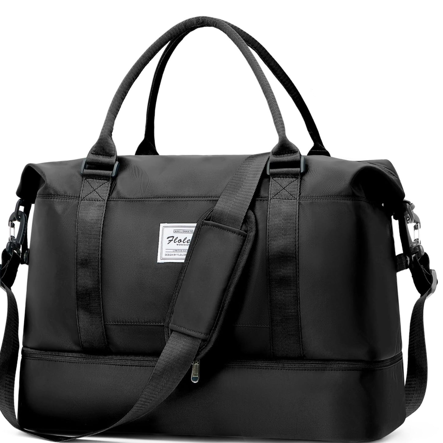Dluxe Ave. Travel Duffel Bags with Shoe Compartment & Laptop/ Carry on/ Black
