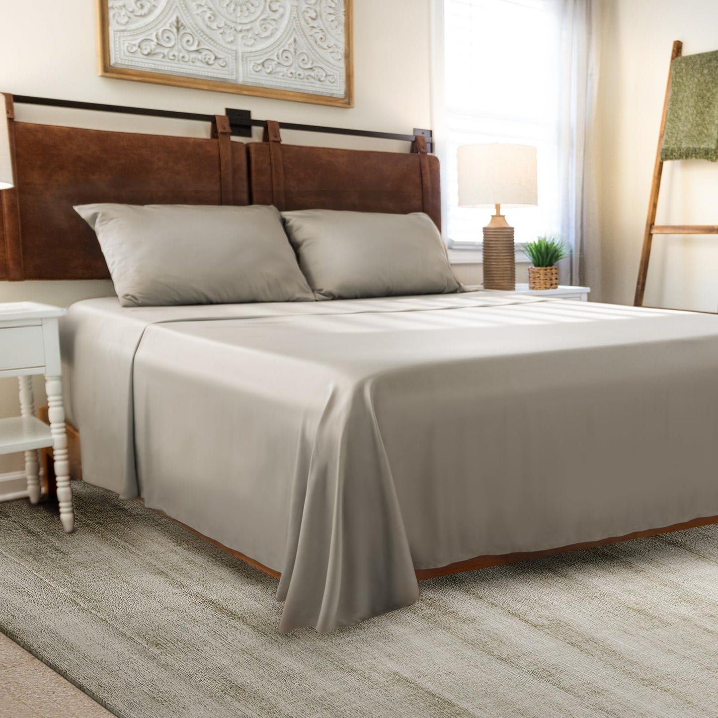 Dluxe Ave. ( TWIN ) 3 Pcs Bed Sheet Set, 100% Rayon derived from Bamboo, Luxuriously Soft, 16" Deep Pockets,  Taupe