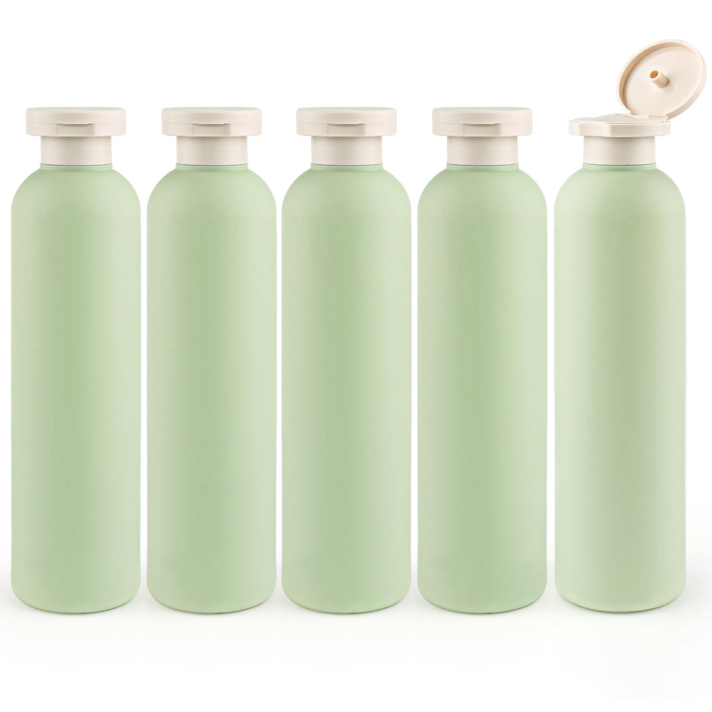Dluxe Ave. 5 Pcs Plastic Travel Lotion Bottles/ Refillable Toiletries/ Sage Green