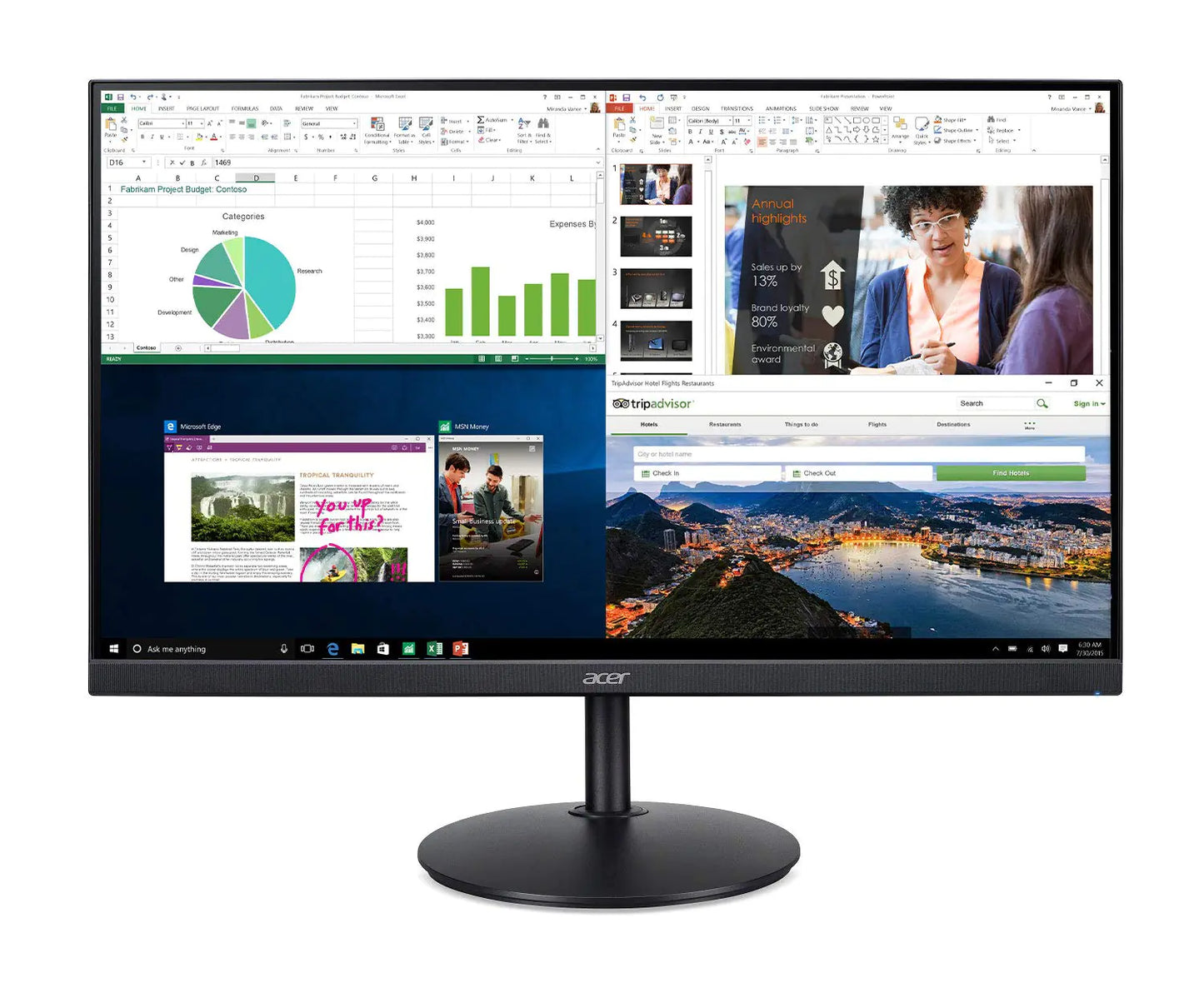 Dluxe Ave. Acer CB242Y bir 23.8" Full HD (1920 x 1080) IPS Zero Frame Home Office Monitor