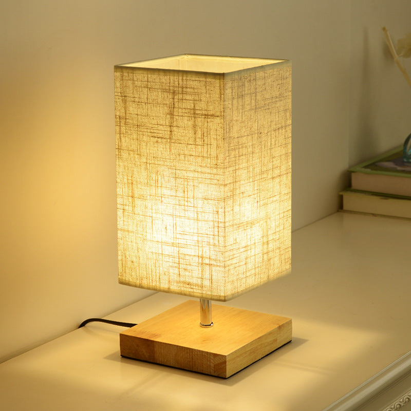 Nordic Wood Table Lamp with Linen Shade