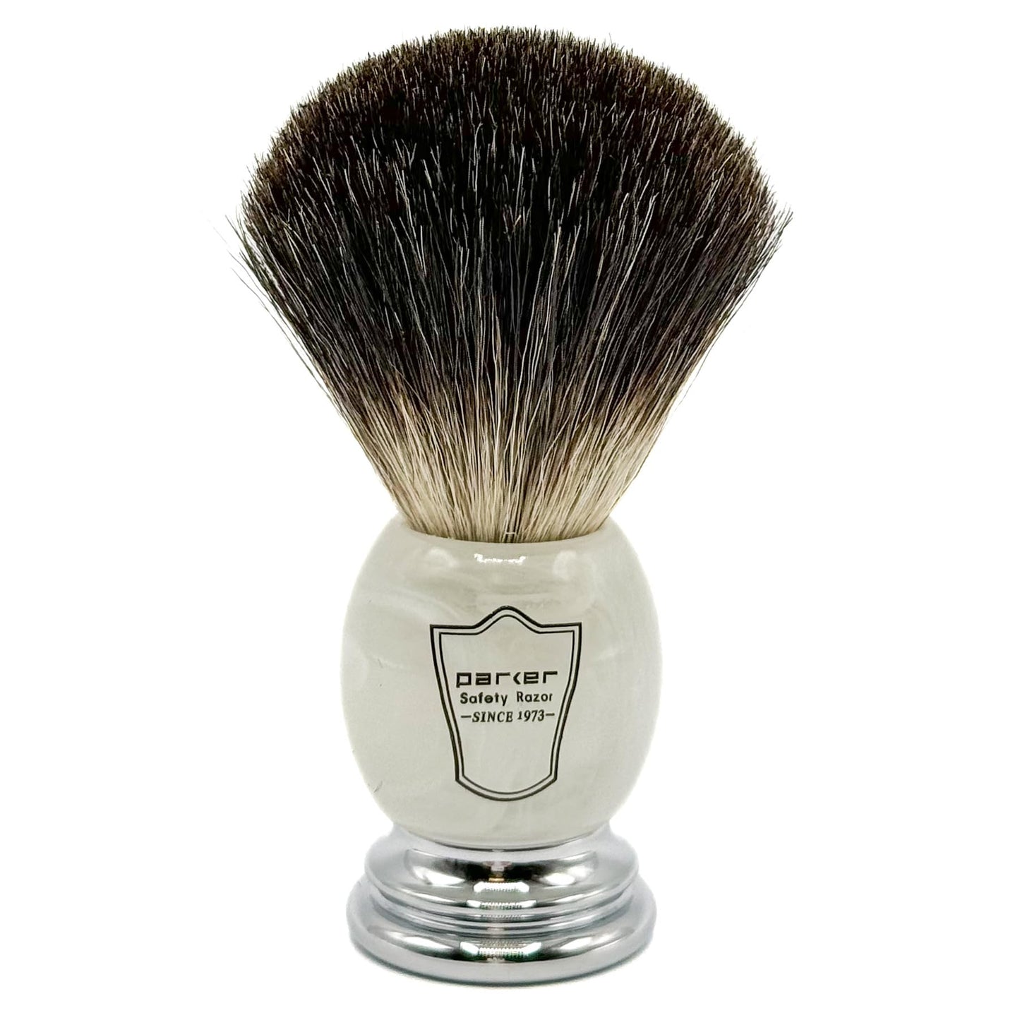 Dluxe Ave.  100% Black Badger Bristle Shaving Brush with Ivory Marbled Handle