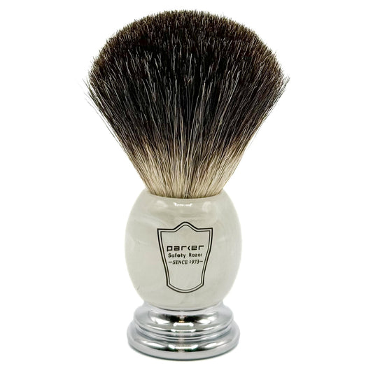 Dluxe Ave.  100% Black Badger Bristle Shaving Brush with Ivory Marbled Handle