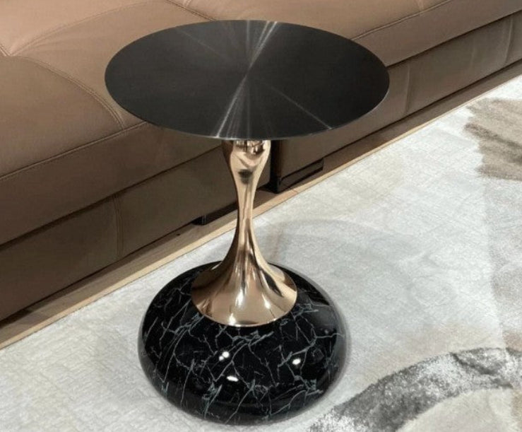 Dluxe Ave. Nordic Retro Metal Side Table with Marble Top