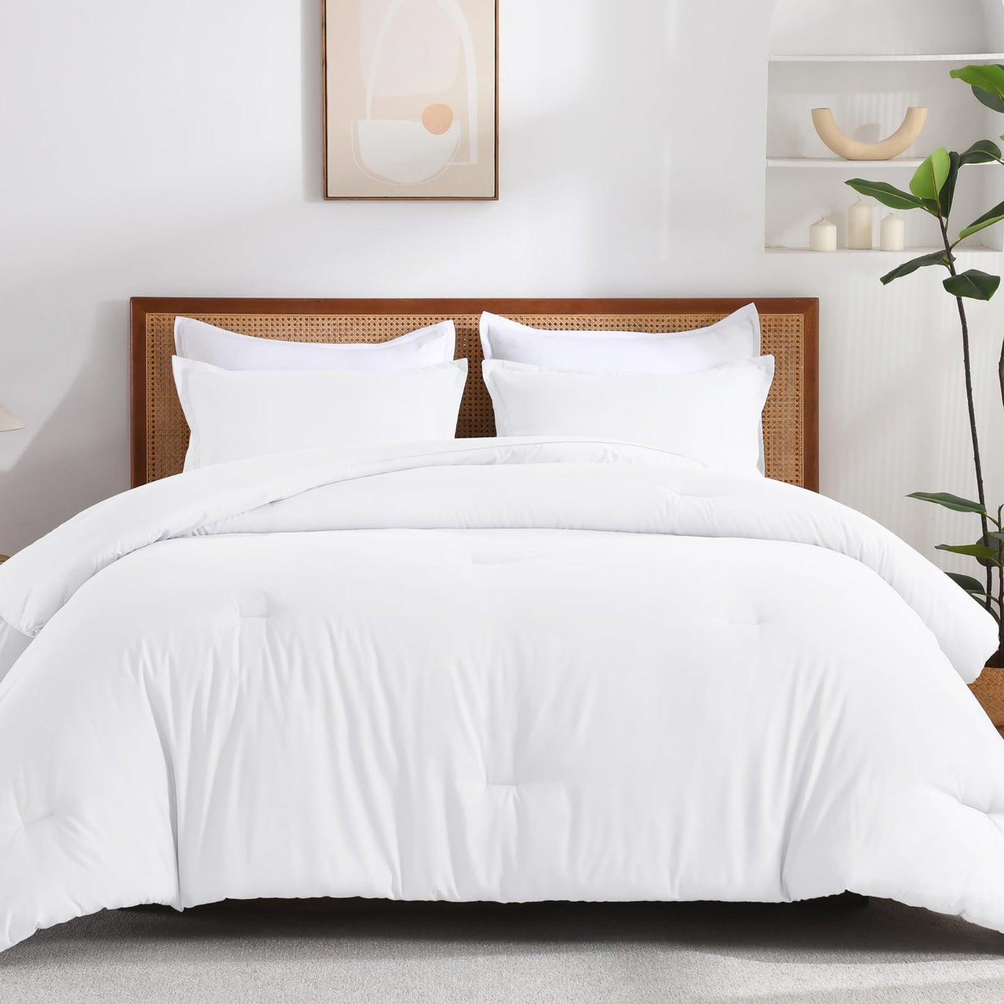 Dluxe Ave. ( QUEEN ) 3 Pcs Solid Bedding Comforter for All Season/ White