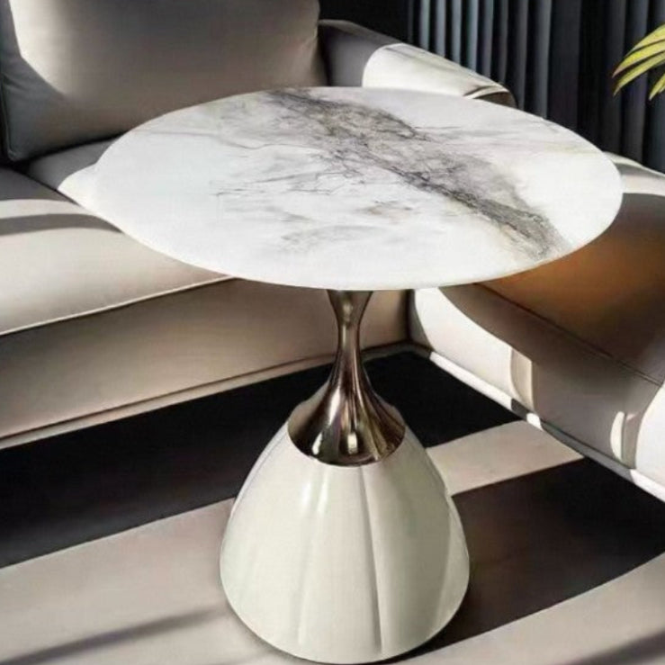 Dluxe Ave. Nordic Retro Metal Side Table with Marble Top