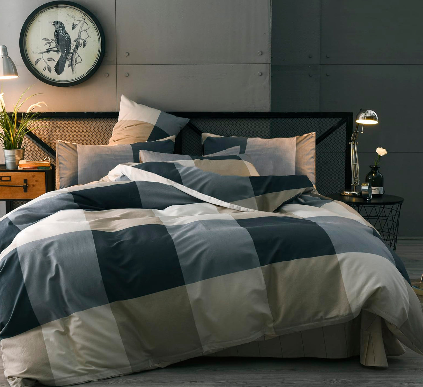 Dluxe Ave. (QUEEN) Comforter Set All Season/ Checkered