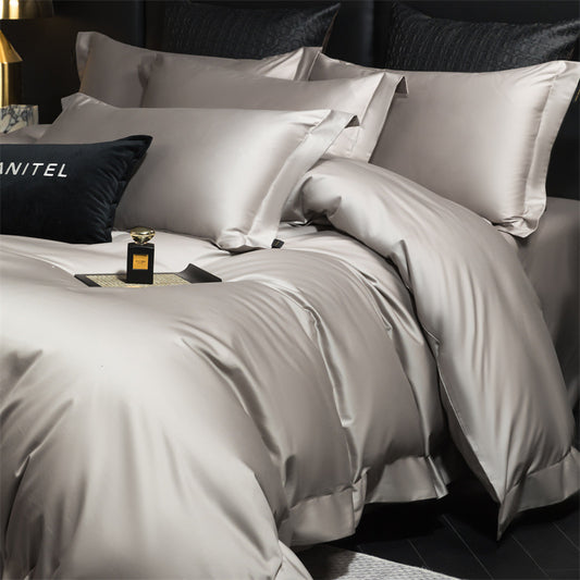 Dluxe Ave.Long Staple Cotton Four-Piece Bedding Set/ One Flat Sheet Two Pillowcases {One Duvet Cover}