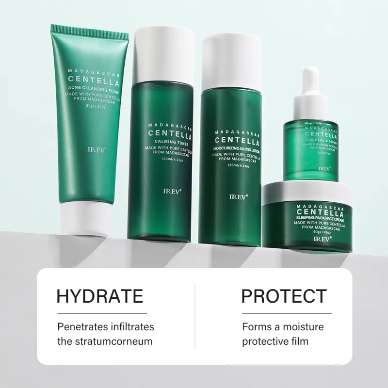 Dluxe Ave. Private Label Skin Repair Centella Skin Care Kit Soothes Acne Face Care Centella Asiatica Extract Natural Facial Skin Care Set