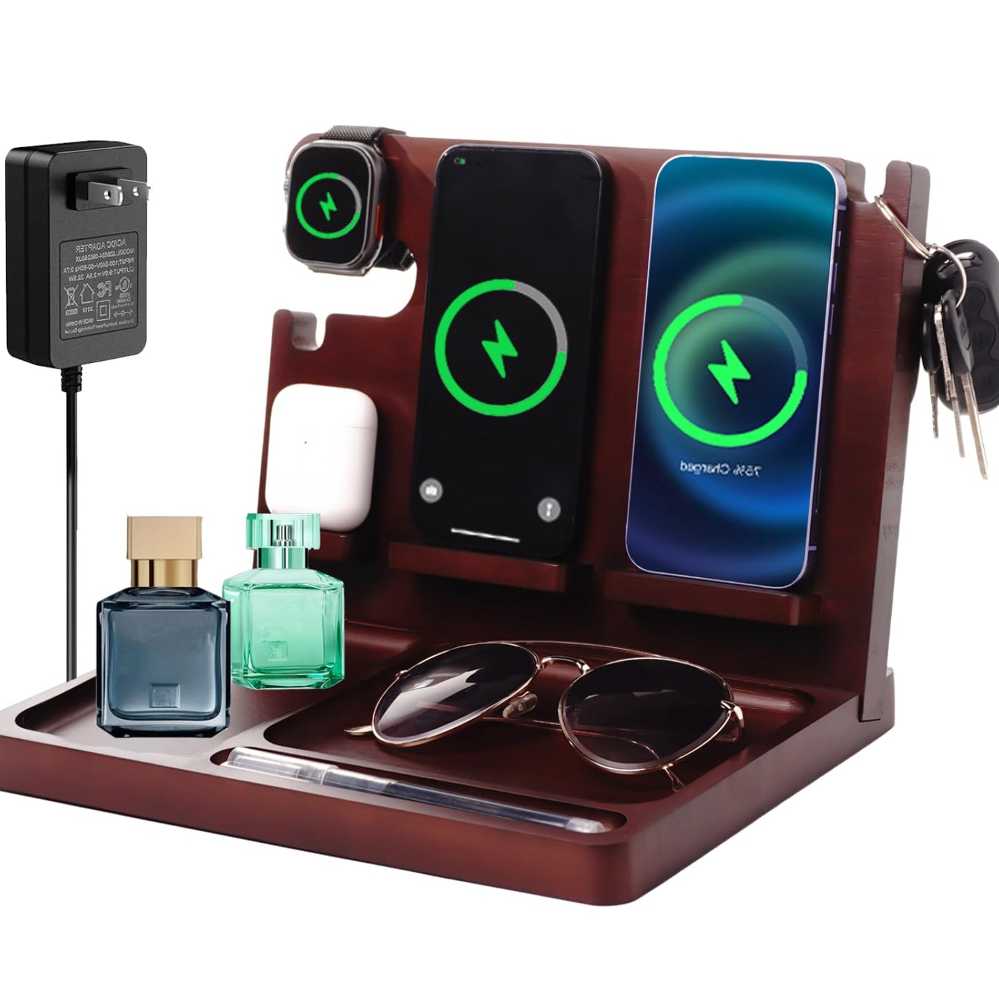 Dluxe Ave. Nightstand Organizer with Dual Phone Charging Station