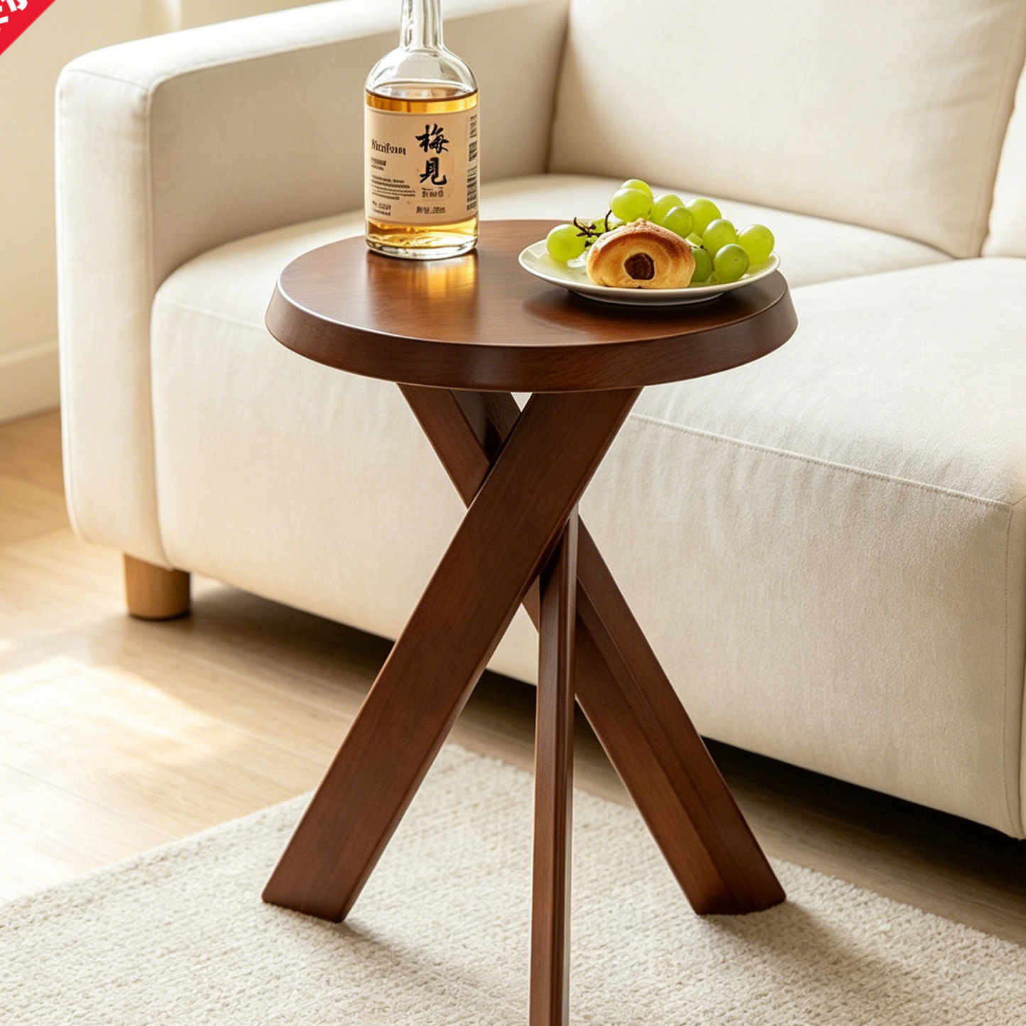 Solid Wood Side Table Japanese Wabi-Sabi Style Coffee Table