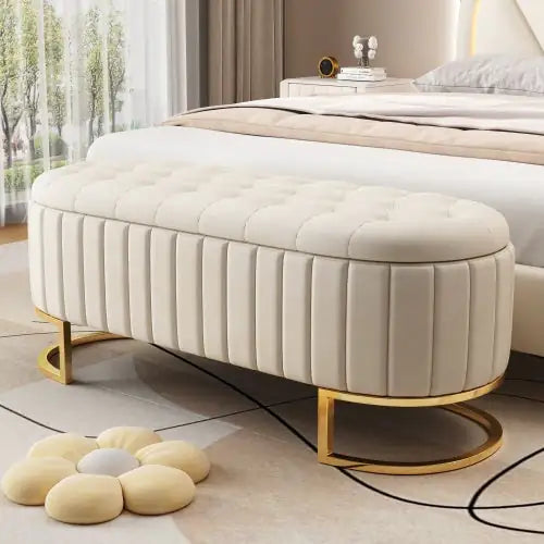 Dluxe Ave. Elegant Fabric Velvet Storage Footstool