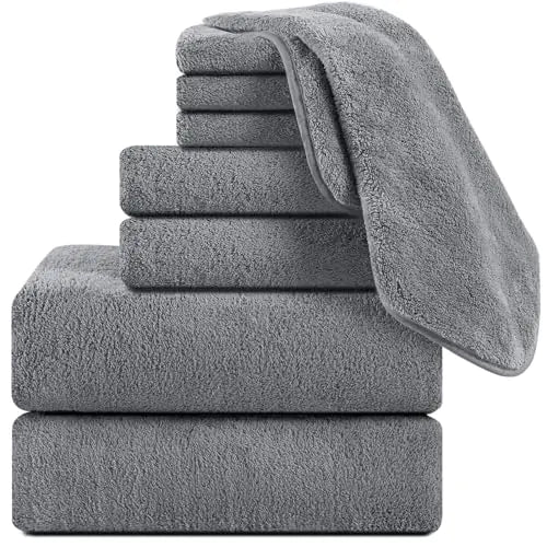 Dluxe Ave.Junsey Ultra Soft Bath Towels Set  Extra Large Bath Towels  (Dark Gray)