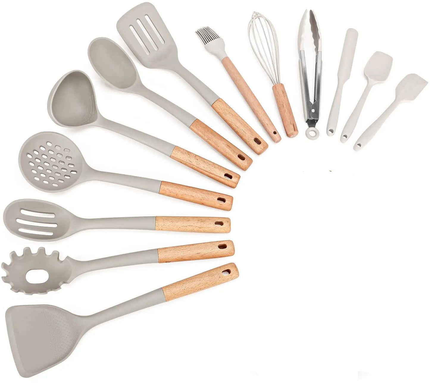 Dluxe Ave. 13Pcs Silicone Cooking Utensil Set/ Wooden Handles