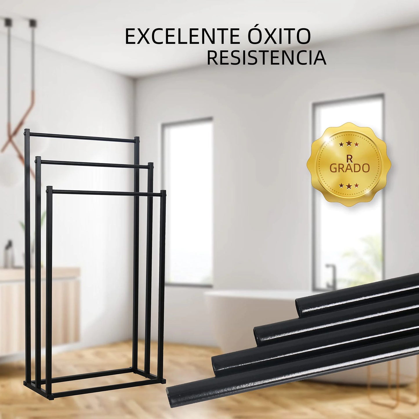 Dluxe Ave. Freestanding Towel Rack - No Drilling Metal Bathroom Stand