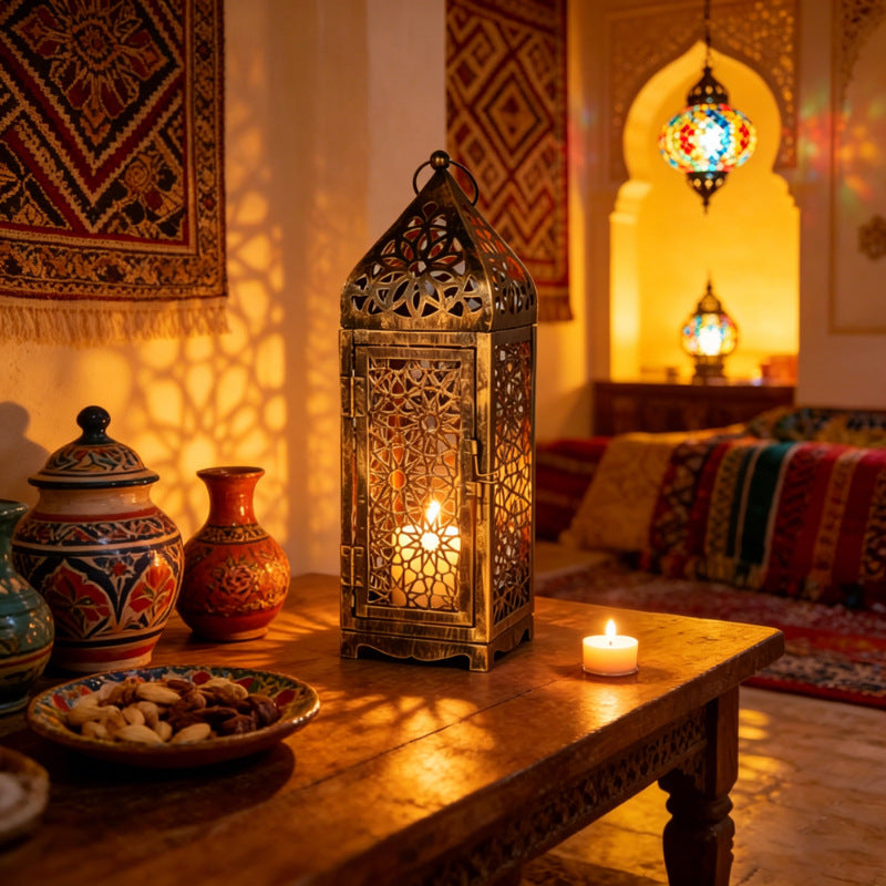 Moroccan Iron Hollow-Out Candle Lantern