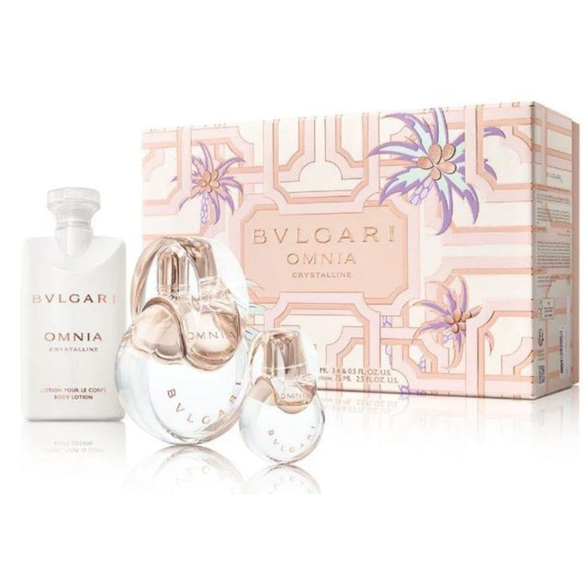 Dluxe Ave. BVLGARI Omnia Crystalline 3-Piece Set for Women (3.4 Oz Eau De Toilette Spray + 0.5 Oz Eau De Toilette Spray + 2.5 Oz Body Lotion)