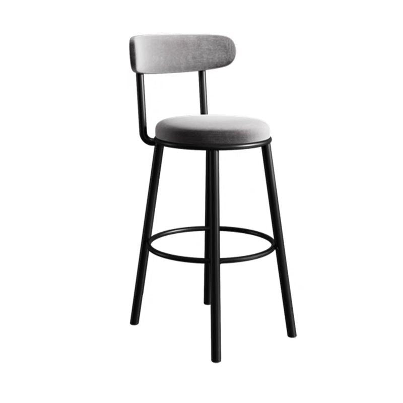 Nordic Velvet Bar Stool with Backrest