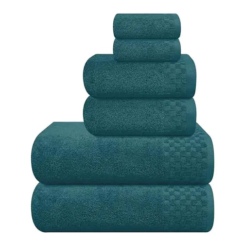 Dluxe Ave. Premium Cotton Towel Set/ Contains 2 Bath Towels  6 Pack (Teal)
