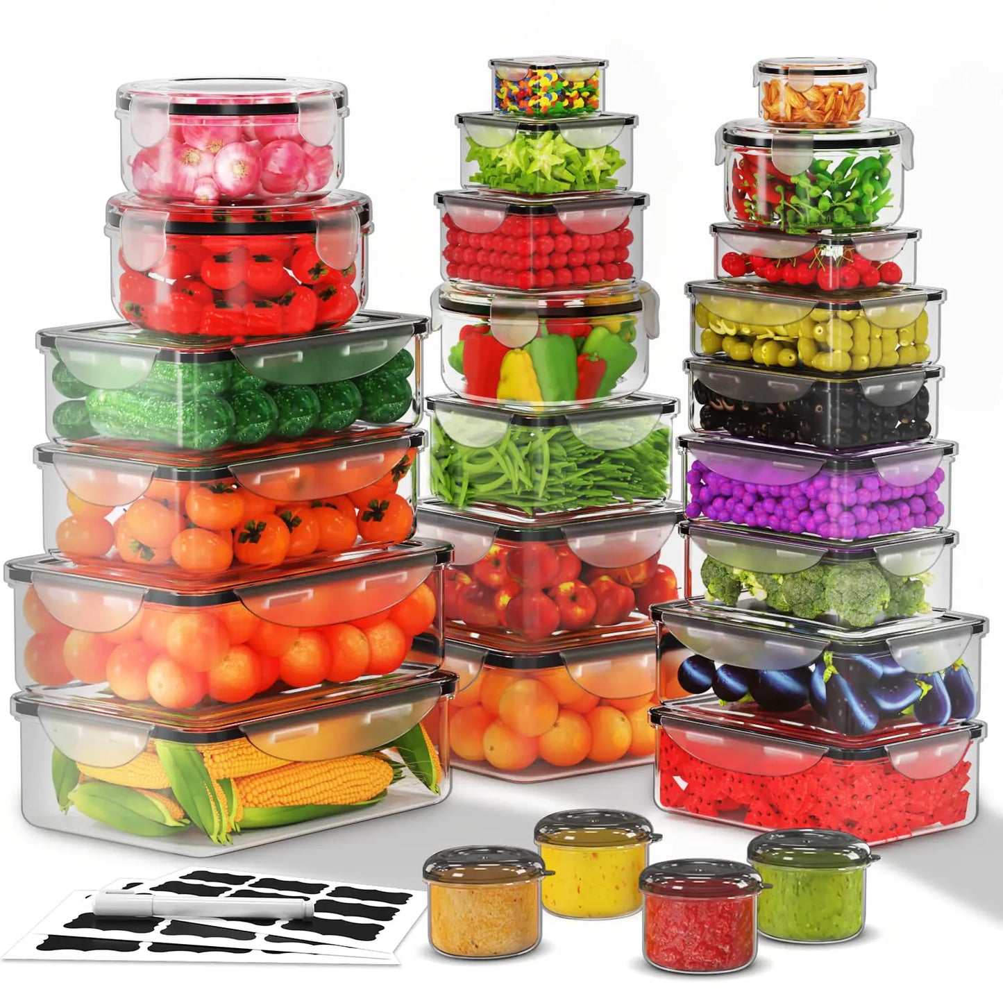 Dluxe Ave. 52 Pack Large Food Storage Containers with Lids/Total 640 Oz 85 OZ to Small Box(26 Boxes26 Lids)