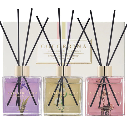 Dluxe Ave. Reed Diffuser Set of 3-3 Pack/ 3.04 Fl.oz / 24 Sticks White Flower/Irises/Rose Fantasy