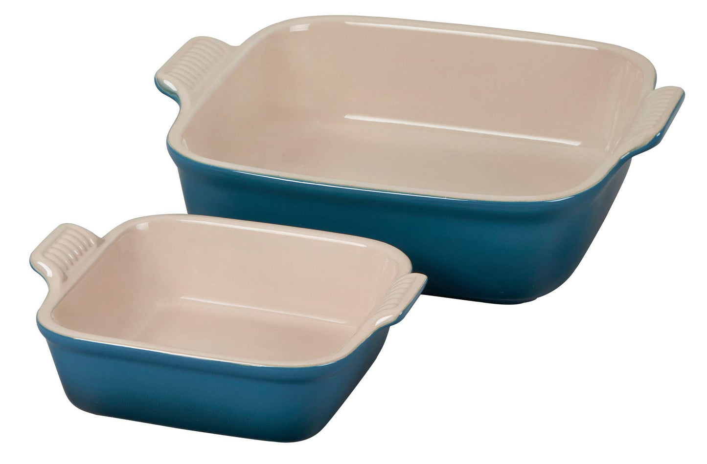 Dluxe Ave. ( Limited Edition)  Stoneware Heritage Set of 2 Square Dishes  Small - 18 oz. & Medium - 2 qt. Deep Teal