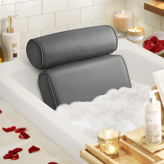Dluxe Ave.  Bath Pillow Bathtub Pillow with 6 Non-Slip Suction Cups/ 15.35x14.56 Inch/ Grey